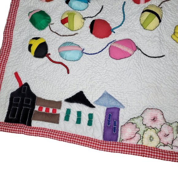 Disney hand made quilted mickey mouse wall tapestry fabric art vintage balloons - Picture 4 of 12